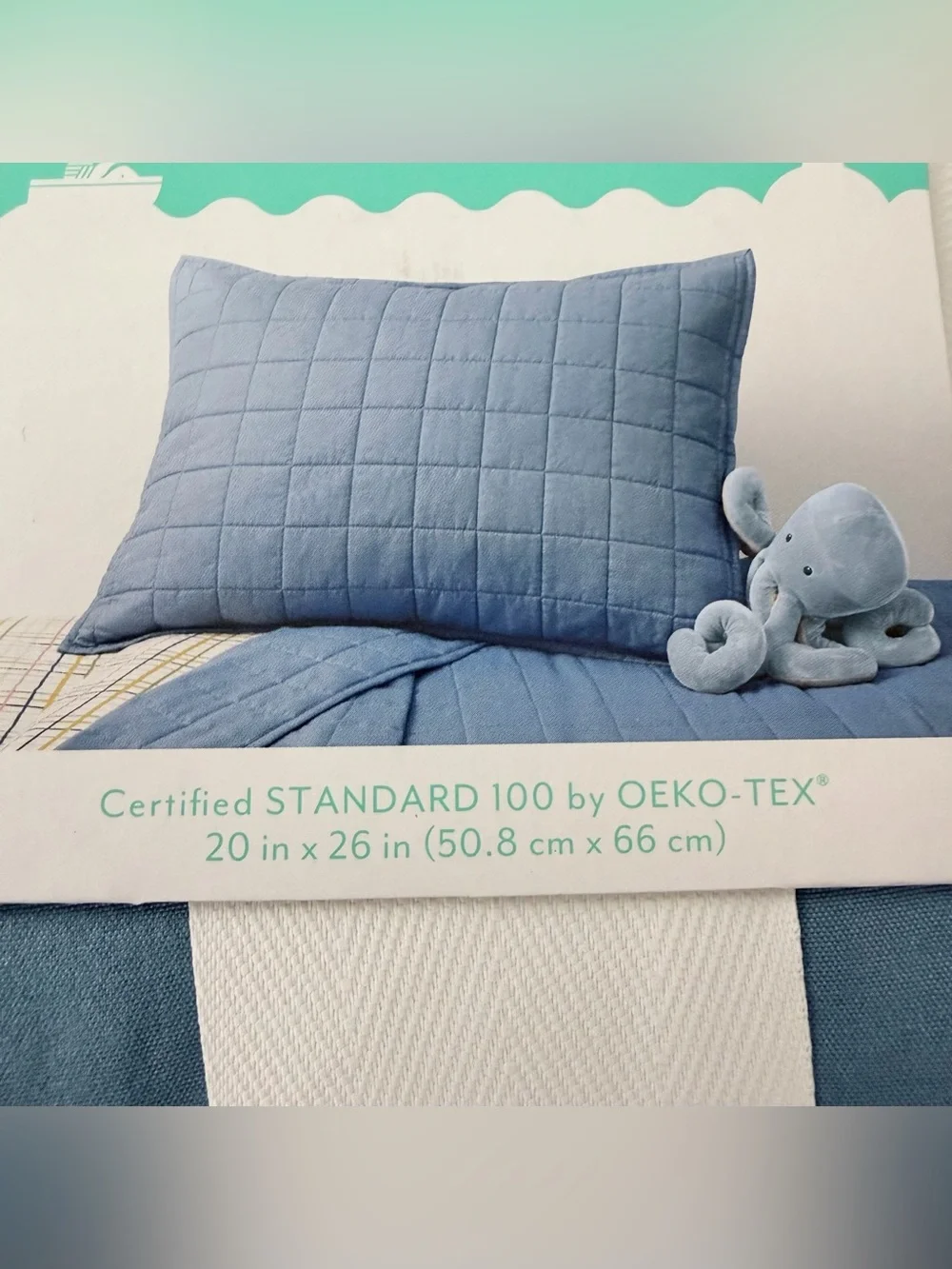 Pillowfort Quilted Light Blue Bed Pillow